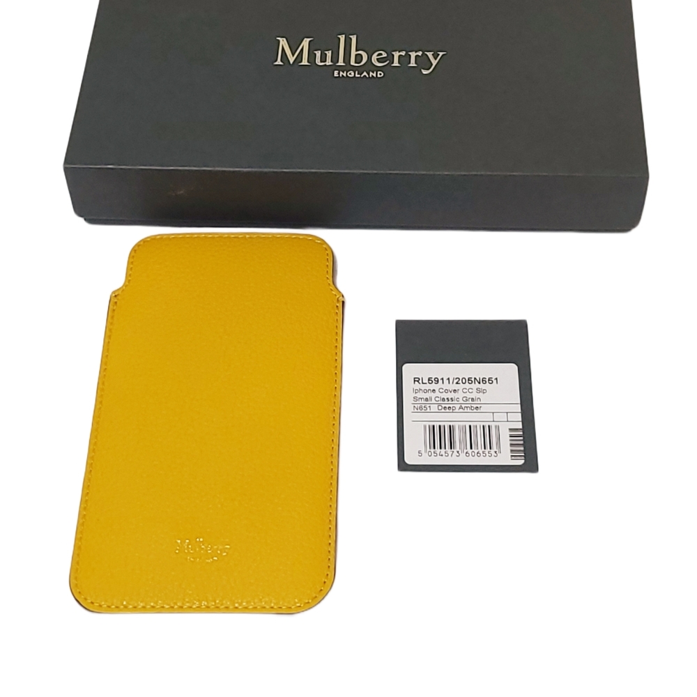 Mulberry Iphone Cover CC Slip Small classic Grain Card Holder Deep Amber NIB - Picture 1 of 6